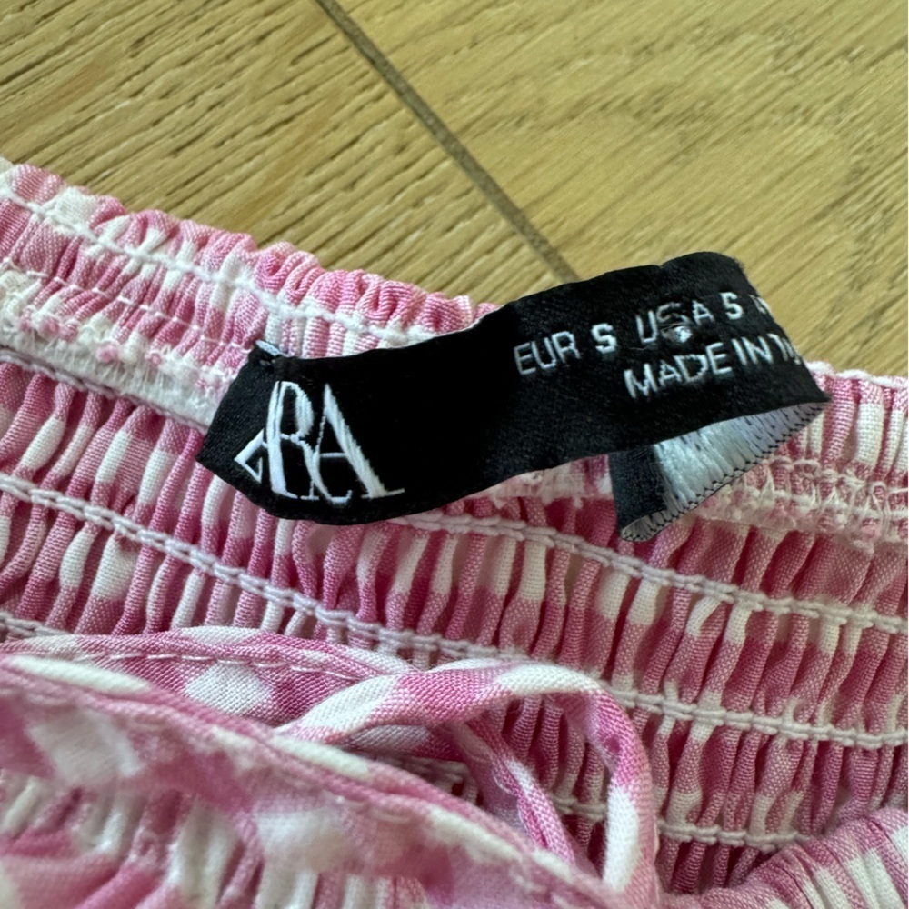 Zara Pink checkered gingham Dress Small - Picture 11 of 12